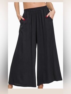 Zenana wide leg Pants - Large- Black